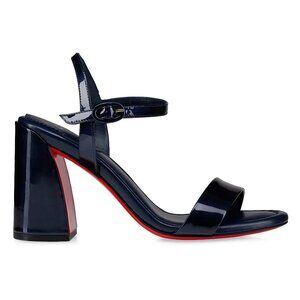 Christian Louboutin MISS JANE SANDAL 85 Patent Leather Heels Shoes Zaffiro